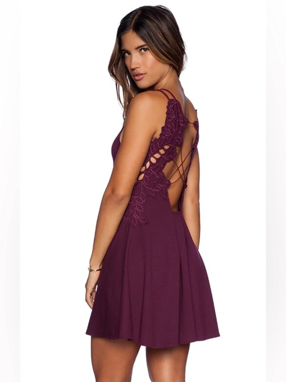 Free People Like a Dream Dress Babydoll Cutout Mini Flare Skirt Size Medium